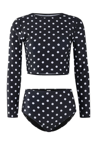 Polka Dot Two Pieces Long Sleeve UPF50+ Rash Guard