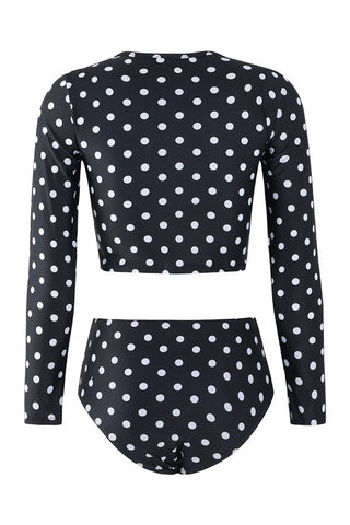 Polka Dot Two Pieces Long Sleeve UPF50+ Rash Guard
