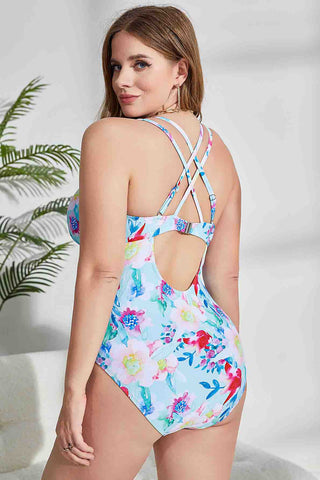 Womens Plus Size Printed One Piece Swimsuits Tummy Control Bathing Suits Wrapped V Neck Swimwear