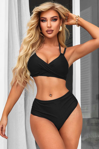 Chic Cross-Front Bikini with Tie-Back Detail