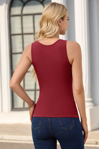 Womens Square Neck Tank Top with Built-in Bra Ribbed Seamless Camisole