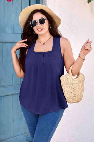 Women Plus Size Tank Tops with Built in Bra Square Neck Sleeveless Blouse Shirts