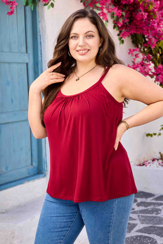 Women Plus Size Solid Color Camisole Tank Top with Built in Bra