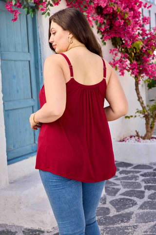 Women Plus Size Solid Color Camisole Tank Top with Built in Bra