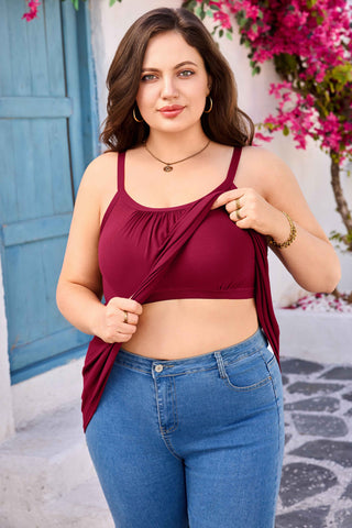 Plus Size Adjustable Strap Camisole Tank Tops with Built in Bra