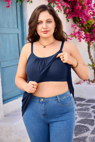 Plus Size Camisole with Built in Bra Adjustable Strap Sleeveless Tank Top