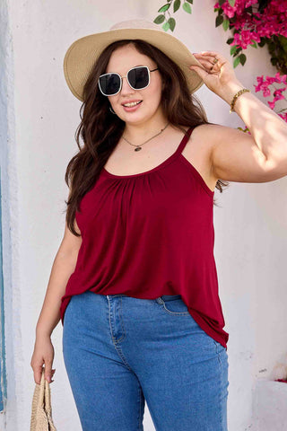 Women Plus Size Solid Color Camisole Tank Top with Built in Bra