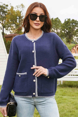 Knit Tweed Button Down Chunky Cardigans Sweaters