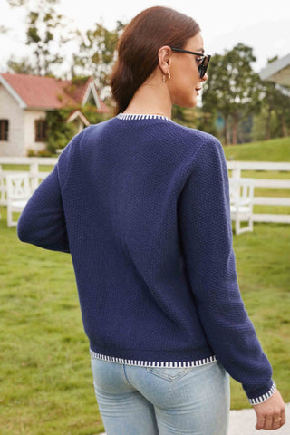 Knit Tweed Button Down Chunky Cardigans Sweaters