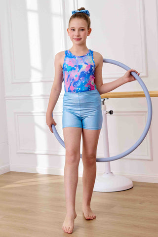 Print Gymnastics Leotards for Girls Dance Bodysuits with Shorts