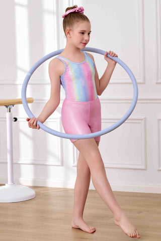 Gymnastics Leotards Rainbow Print Ballet Dance with Matching Shorts Set