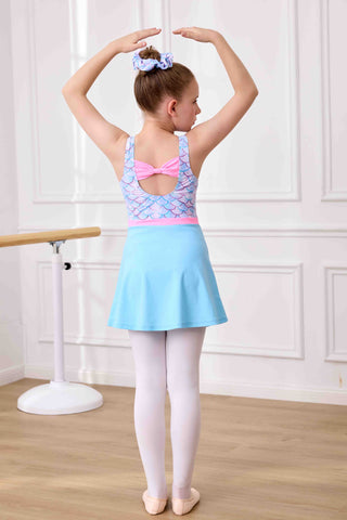 Leotards with Skirt Sparkly Sleeveless Gymnastics Dance Dresses Outfit