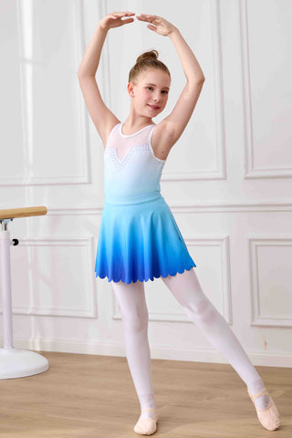 Gymnastics Leotards for Girls with Skirt Sleeveless Ballet Dance Dress Outfit