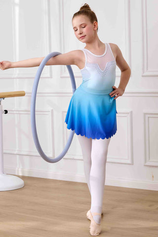 Gymnastics Leotards for Girls with Skirt Sleeveless Ballet Dance Dress Outfit