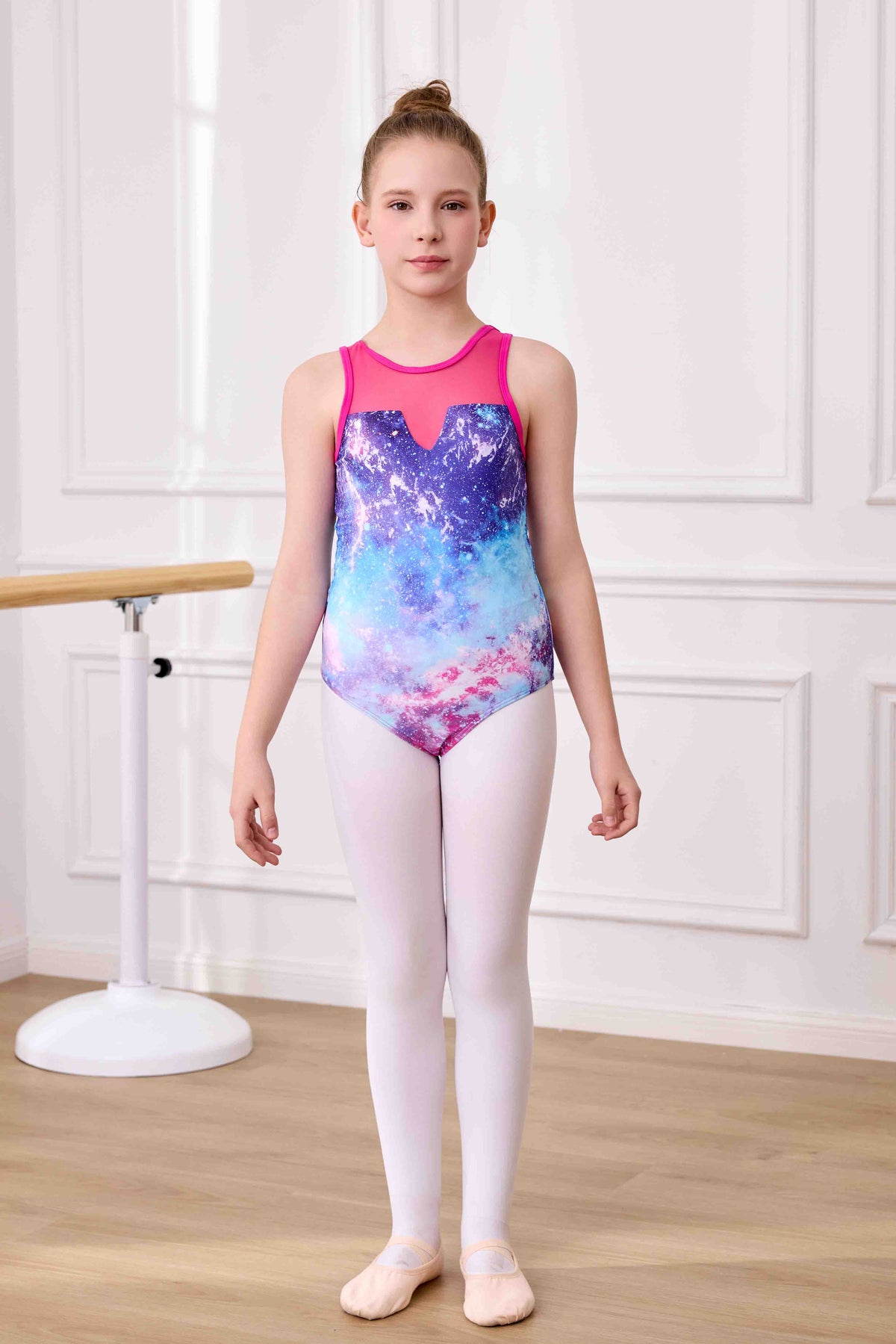 Ballet Leotard with Tutu Skirt Gymnastics Starry Sky Print Dress Outfit Kids
