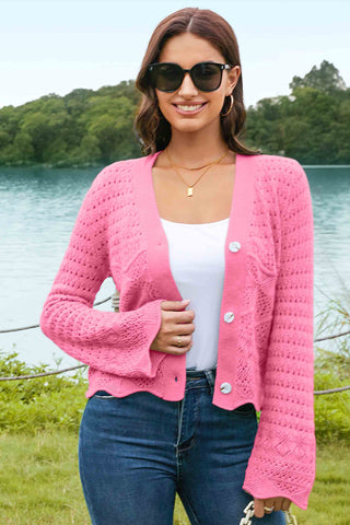 Stylish Open - Knit Cardigan with Bell Sleeves