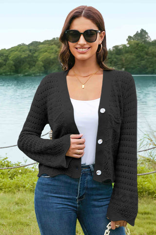 Stylish Open - Knit Cardigan with Bell Sleeves