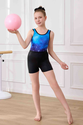 Gymnastics Leotards Starry Sky Print Ballet Dance with Matching Shorts Set