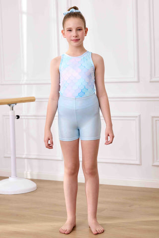 Mermaid Gymnastics Leotards for Girls Dance Outfit Matching Shorts Set