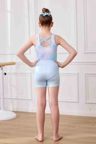 Mermaid Gymnastics Leotards for Girls Dance Outfit Matching Shorts Set