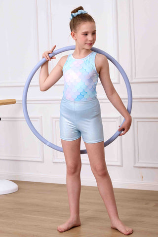 Mermaid Gymnastics Leotards for Girls Dance Outfit Matching Shorts Set