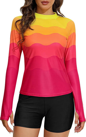 UV Sun Water ripple Lightweight Printed Shirts with Thumb Holes