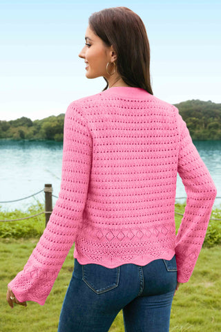 Stylish Open - Knit Cardigan with Bell Sleeves