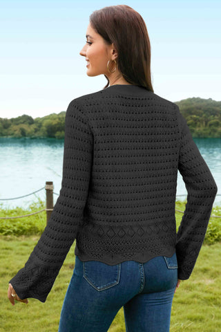 Stylish Open - Knit Cardigan with Bell Sleeves