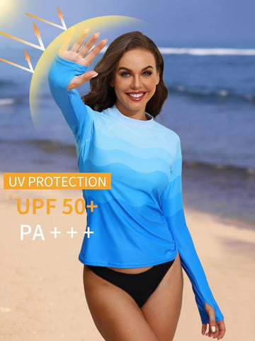 UV Sun Water ripple Lightweight Printed Shirts with Thumb Holes