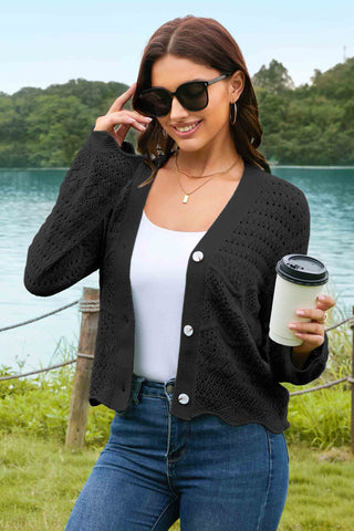 Stylish Open - Knit Cardigan with Bell Sleeves