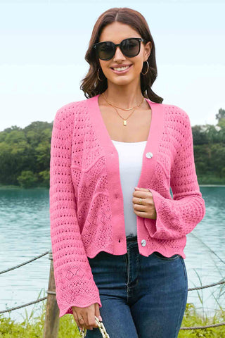 Stylish Open - Knit Cardigan with Bell Sleeves