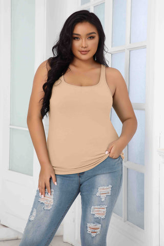 Plus Size Tank Top for Women with Shelf Bra Adjustable Wide Strap Cotton Camisole