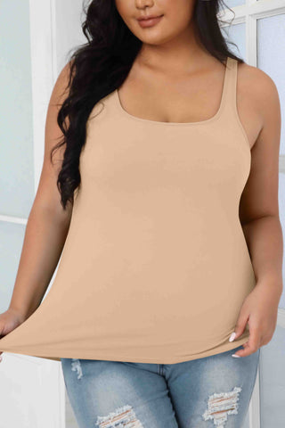 Plus Size Tank Top for Women with Shelf Bra Adjustable Wide Strap Cotton Camisole