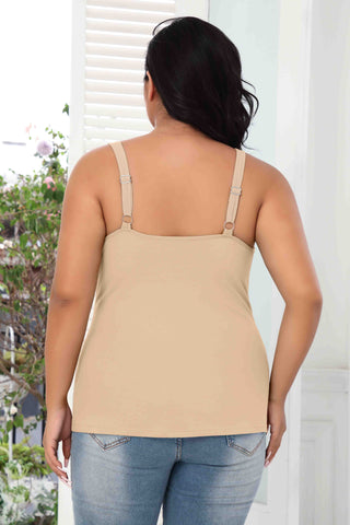 Plus Size Tank Top for Women with Shelf Bra Adjustable Wide Strap Cotton Camisole