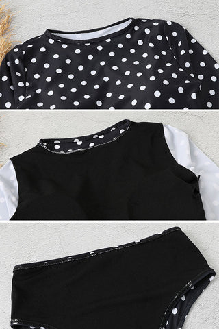 Polka Dot Two Pieces Long Sleeve UPF50+ Rash Guard