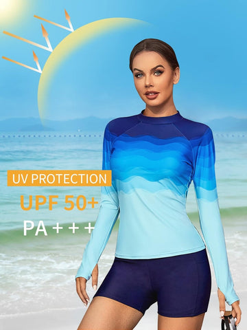 UV Sun Water ripple Lightweight Printed Shirts with Thumb Holes