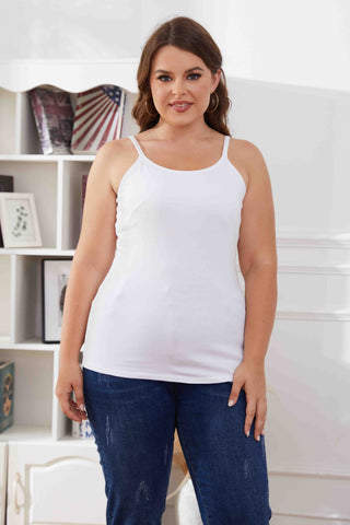 Womens Large Size Slim Straps Tanks Tops Built-in shelf Bra Basic Cami