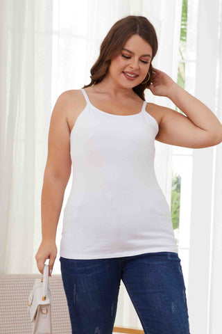 Womens Large Size Slim Straps Tanks Tops Built-in shelf Bra Basic Cami