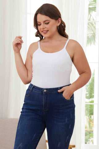 Womens Large Size Slim Straps Tanks Tops Built-in shelf Bra Basic Cami