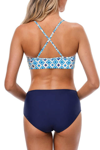High Neck Adjustable Shoulder Strap Crisscross Bikini