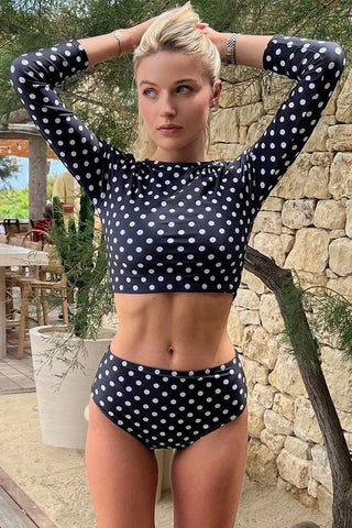 Polka Dot Two Pieces Long Sleeve UPF50+ Rash Guard